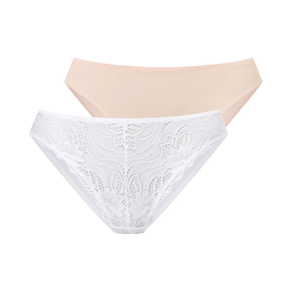 Dorina White/Beige Angie Brief 2 Pack - XS Image 1