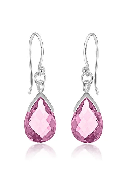 Golden Moments Sterling Silver Pink CZ Teardrop Earrings - One Size Image 1