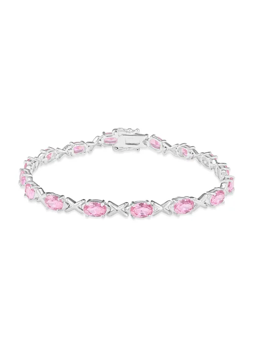 Golden Moments Sterling Silver Light Pink CZ Kiss Bracelet - One Size Image 1