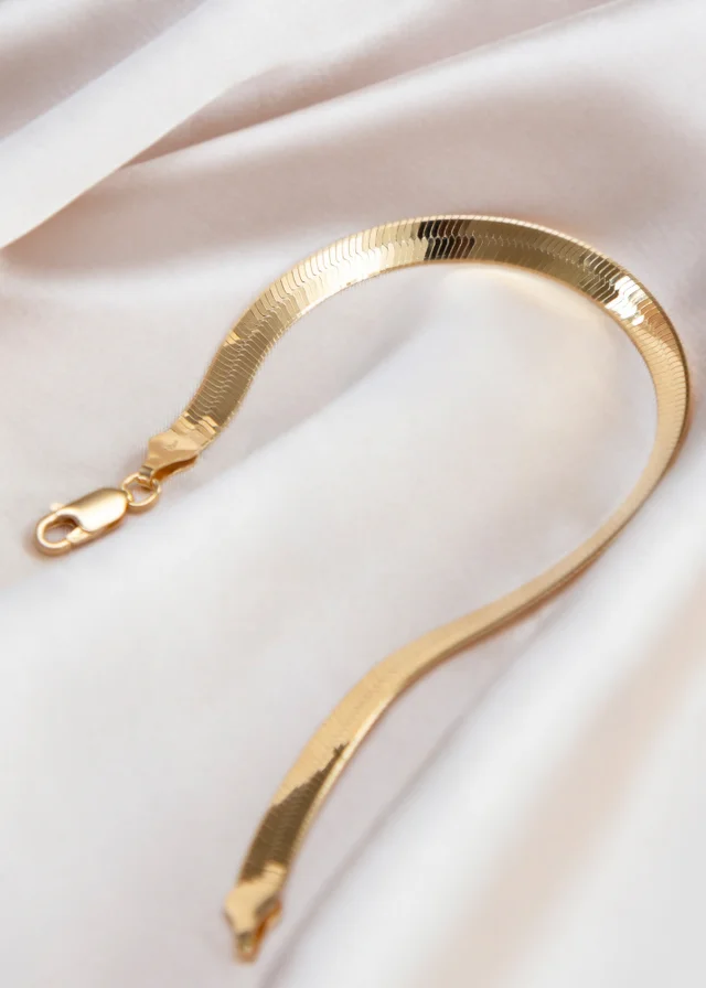 Golden Moments Sterling Silver Gold Plated Triple Herringbone Bracelet