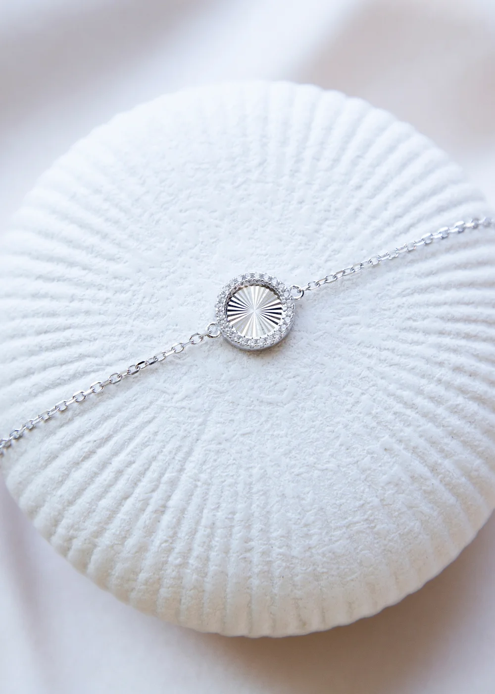 Golden Moments Sterling Silver Rhodium Plated Rainbow Circle and CZ Adjustable Bracelet - One Size Image 2