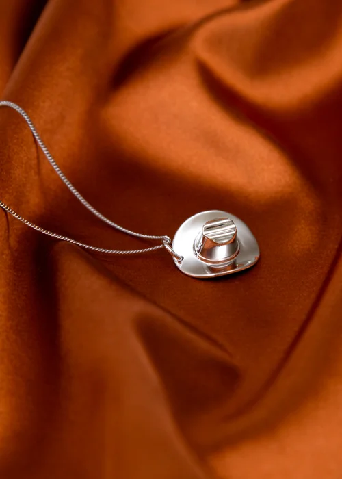 Golden Moments Sterling Silver Rhodium Plated Cowboy Hat Pendant on Chain - One Size Image 2