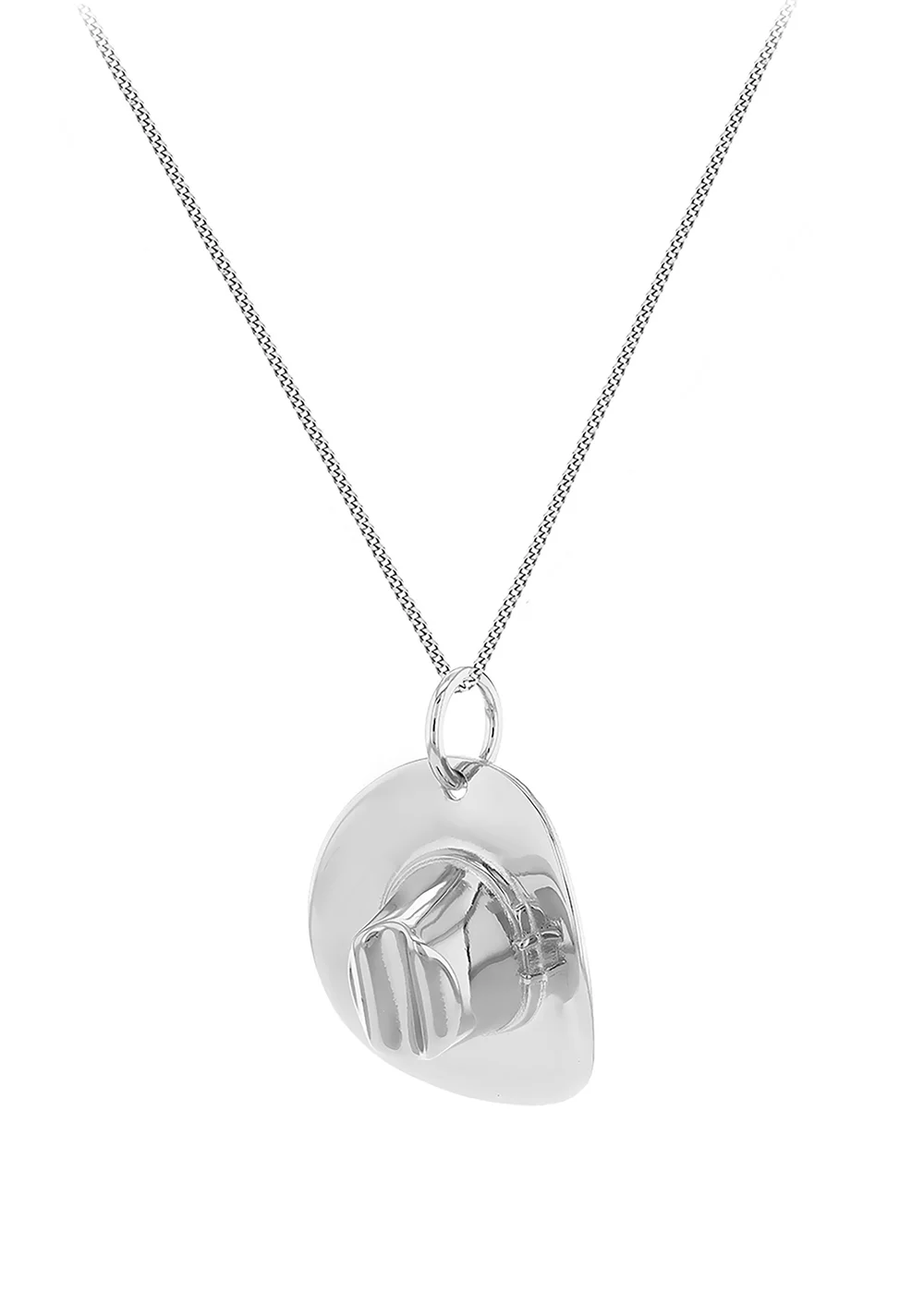 Golden Moments Sterling Silver Rhodium Plated Cowboy Hat Pendant on Chain - One Size Image 1