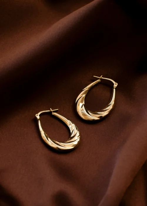 Golden Moments Sterling Silver 9ct Bonded Twisted Creole Earring - One Size Image 2