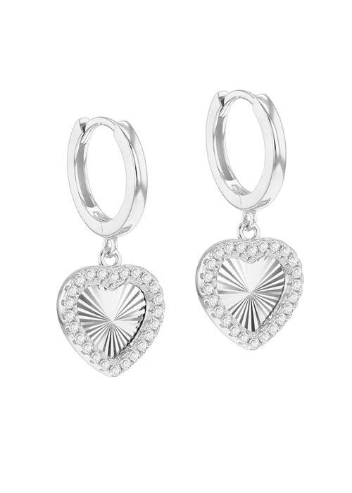 Golden Moments Sterling Silver Rhodium Plated CZ Rainbow Heart Hoop Earrings - One Size Image 1