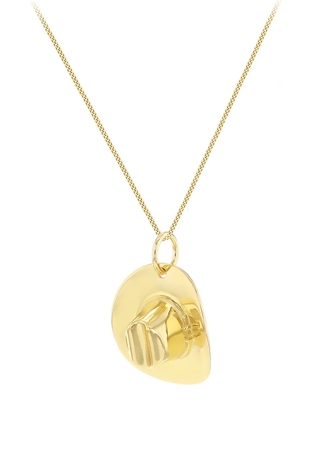 Golden Moments Sterling Silver Gold Plated Cowboy Hat Pendant on Chain