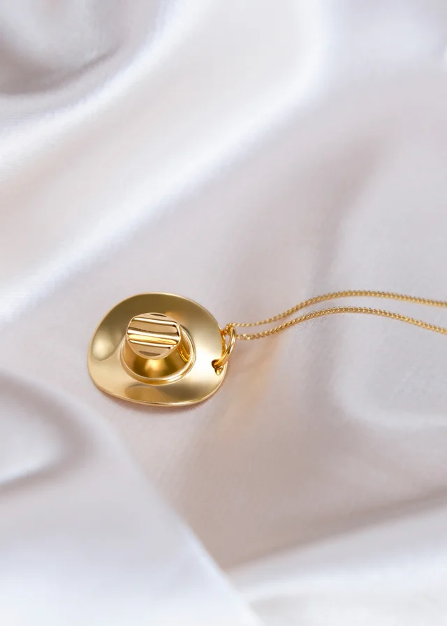 Golden Moments Sterling Silver Gold Plated Cowboy Hat Pendant on Chain