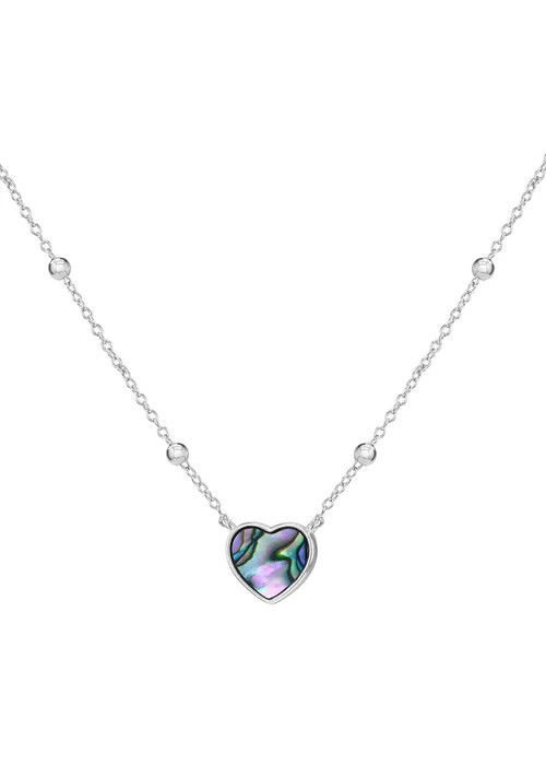 Golden Moments Sterling Silver Rhodium Plated Paua Shell Heart Adjustable Trace and Ball Necklace - One Size Image 1