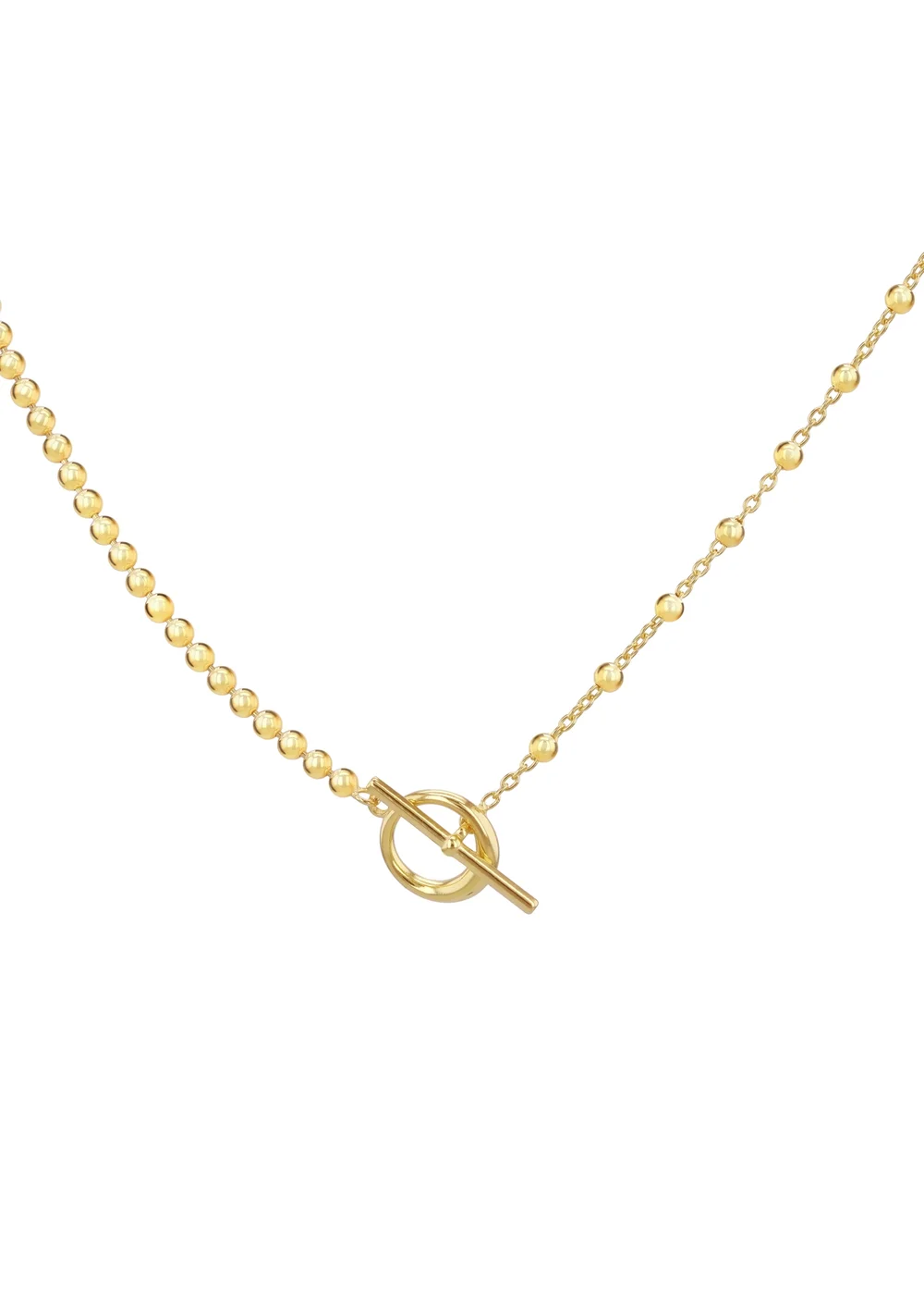 Golden Moments Sterling Silver Gold Plated Ball & Ball T-Bar Chain - One Size Image 1