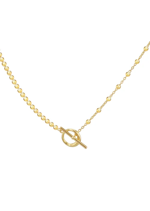 Golden Moments Sterling Silver Gold Plated Ball & Ball T-Bar Chain - One Size Image 1