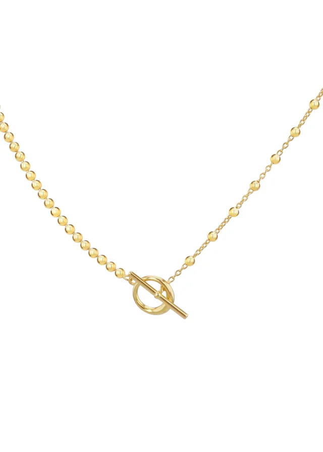Golden Moments Sterling Silver Gold Plated Ball & Ball T-Bar Chain