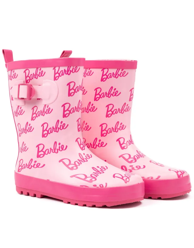 Vanilla Underground Barbie Unisex Kids Pink Logo Wellington Boots without Handles (10 Younger - 2 Older)