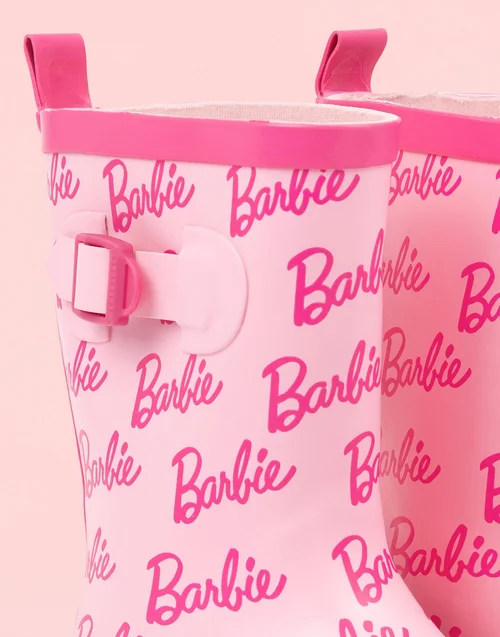 Vanilla Underground Barbie Unisex Kids Pink Logo Wellington Boots without Handles (10 Younger - 2 Older) - 12 Infants Image 3