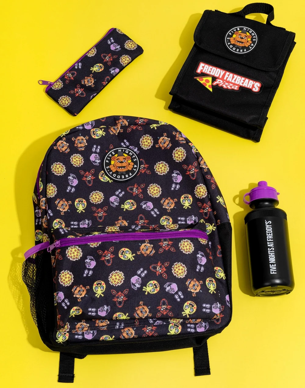 Vanilla Underground Five Nights At Freddy's Boys Black Printed 4 Piece Backpack Set (One Size) - One Size Image 1
