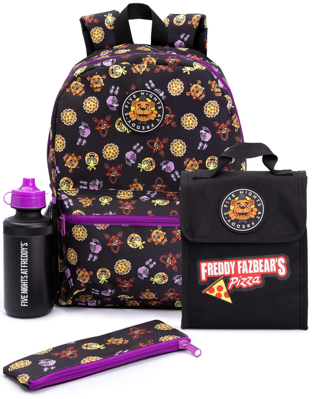 Vanilla Underground Five Nights At Freddy's Boys Black Printed 4 Piece Backpack Set (One Size) - One Size Image 1