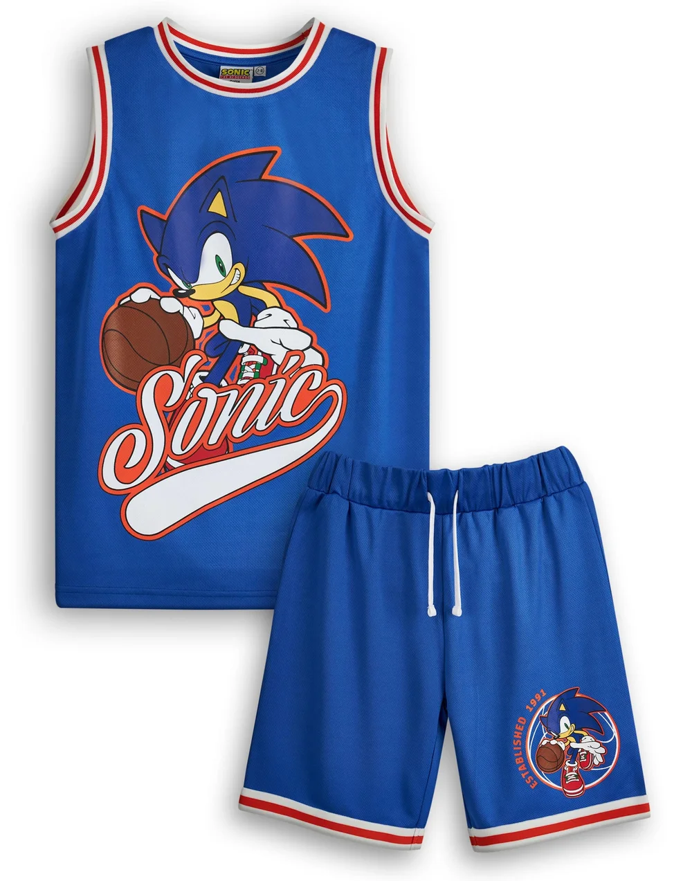 Vanilla Underground Sonic The Hedgehog Boys Blue 2 Piece Basketball Set (3-12 Years) - 10-11 yrs Image 1