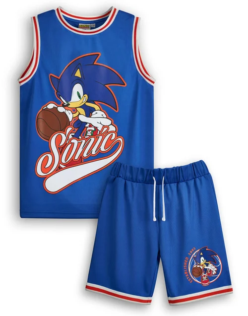 Vanilla Underground Sonic The Hedgehog Boys Blue 2 Piece Basketball Set (3-12 Years) - 10-11 yrs Image 1