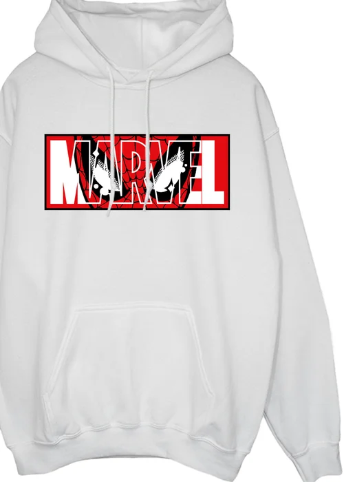 Spiral Galaxy Marvel Spider-Man Marvel Logo White Graphic Hoodie - S Image 2