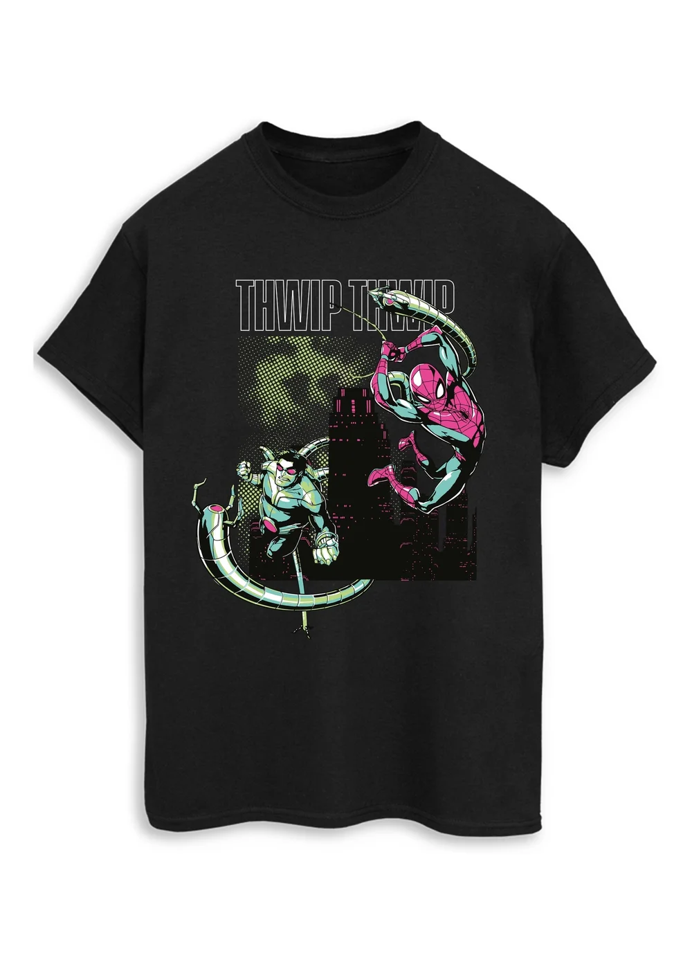 Spiral Galaxy Marvel Spider-Man Thwip Thwip Black Graphic T-Shirt - S Image 1