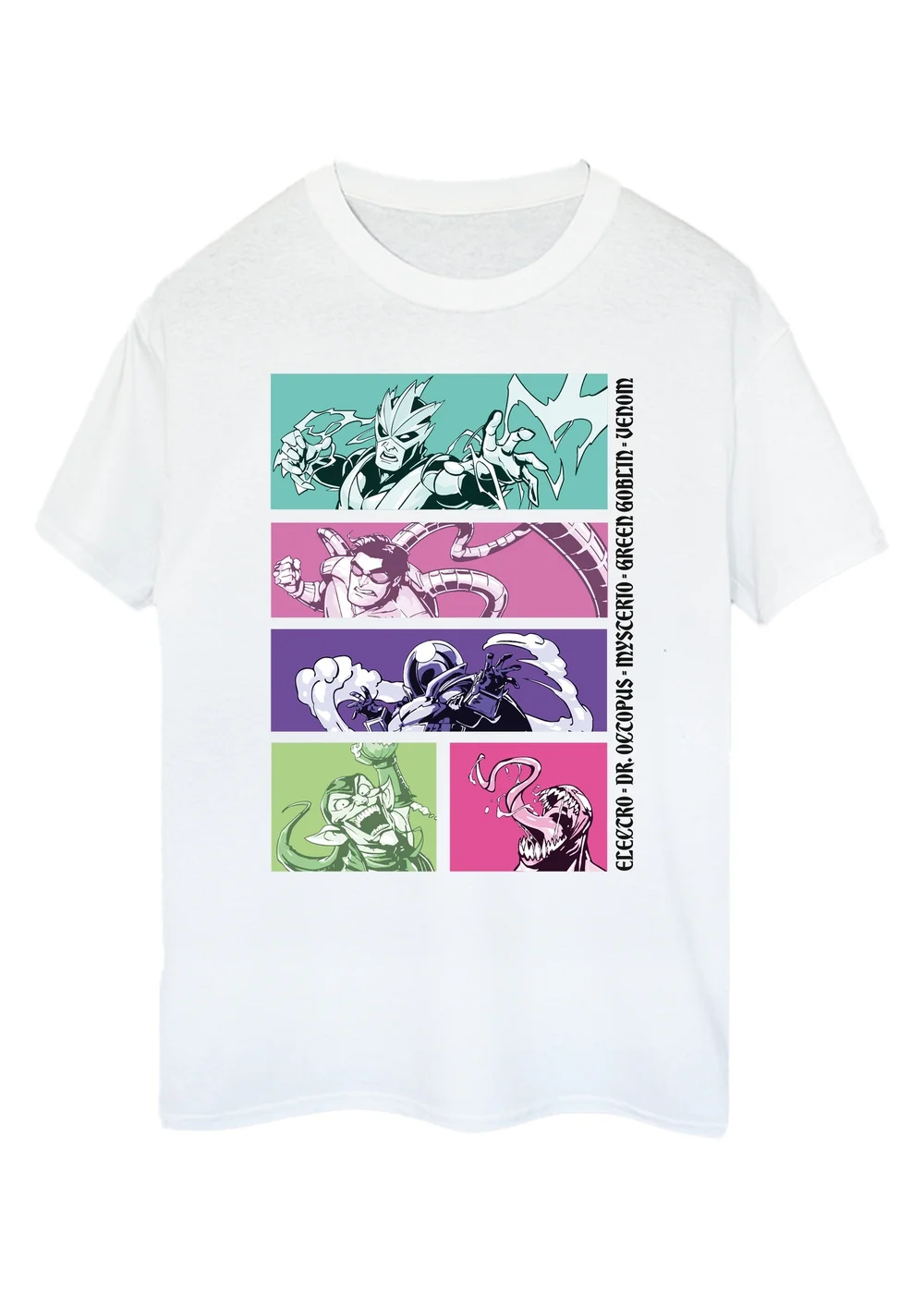 Spiral Galaxy Marvel Spider-Man Villains White Graphic T-Shirt - 5XL Image 1