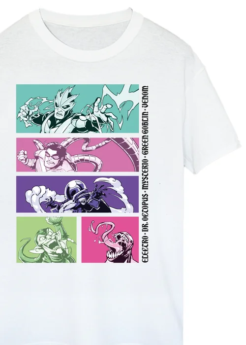 Spiral Galaxy Marvel Spider-Man Villains White Graphic T-Shirt - 5XL Image 2