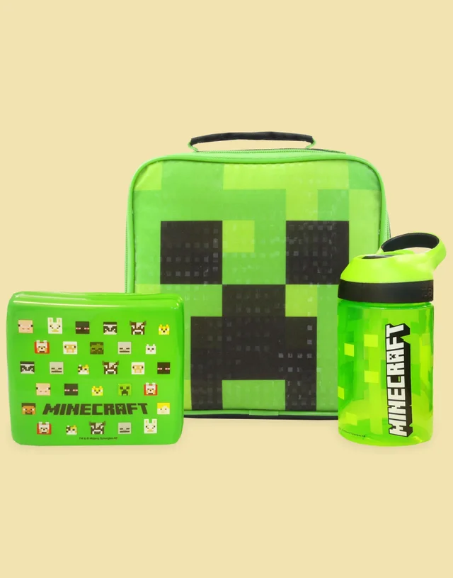 Vanilla Underground Minecraft Boys Green Creeper Lunch Bag Bottle and Snack Pot (One Size)
