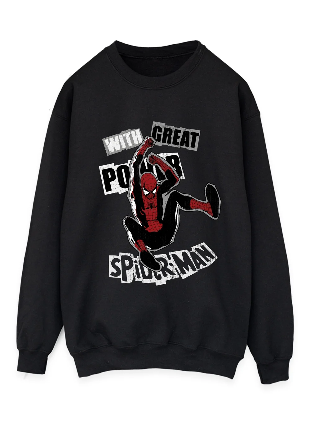 Spiral Galaxy Marvel Spider-Man Great Power Black Graphic Sweatshirt - S Image 1