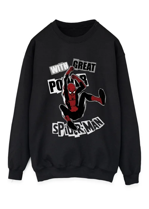 Spiral Galaxy Marvel Spider-Man Great Power Black Graphic Sweatshirt - S Image 1
