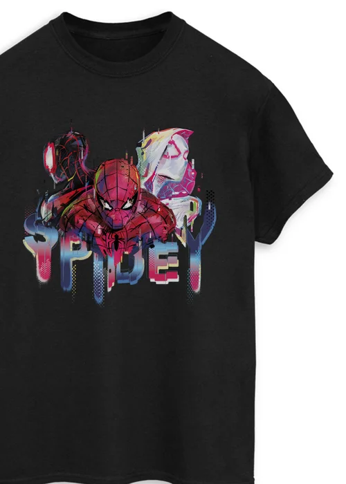 Spiral Galaxy Marvel Spider-Man Glitched Spidey Black Graphic T-Shirt - 5XL Image 2