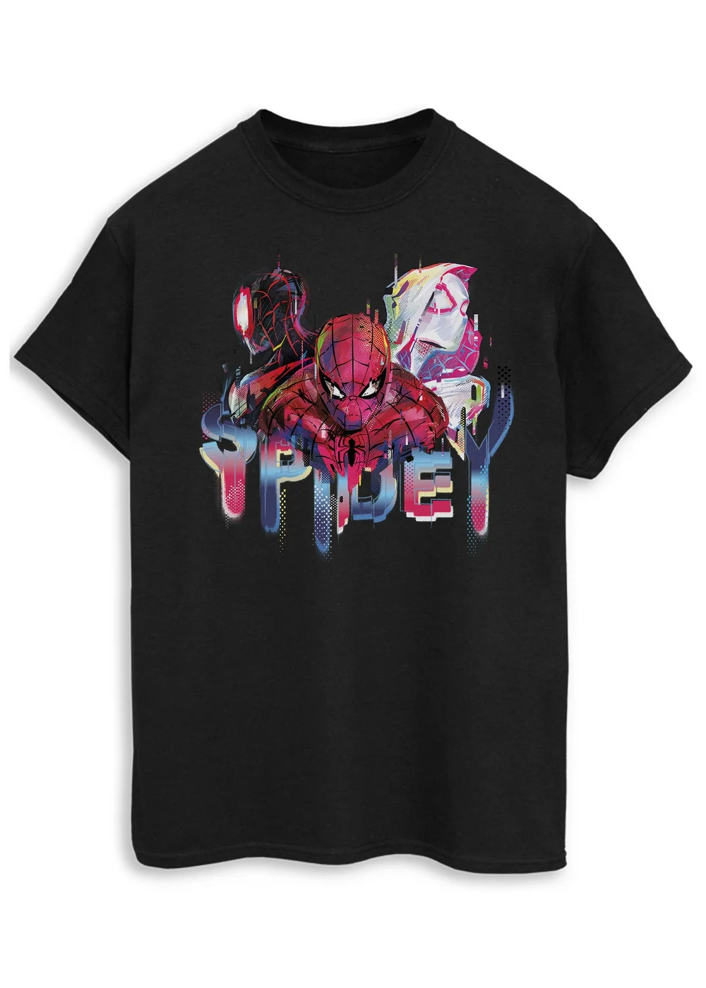 Spiral Galaxy Marvel Spider-Man Glitched Spidey Black Graphic T-Shirt - 5XL Image 1
