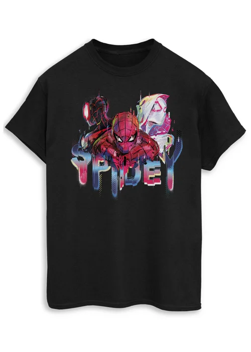 Spiral Galaxy Marvel Spider-Man Glitched Spidey Black Graphic T-Shirt - 5XL Image 1