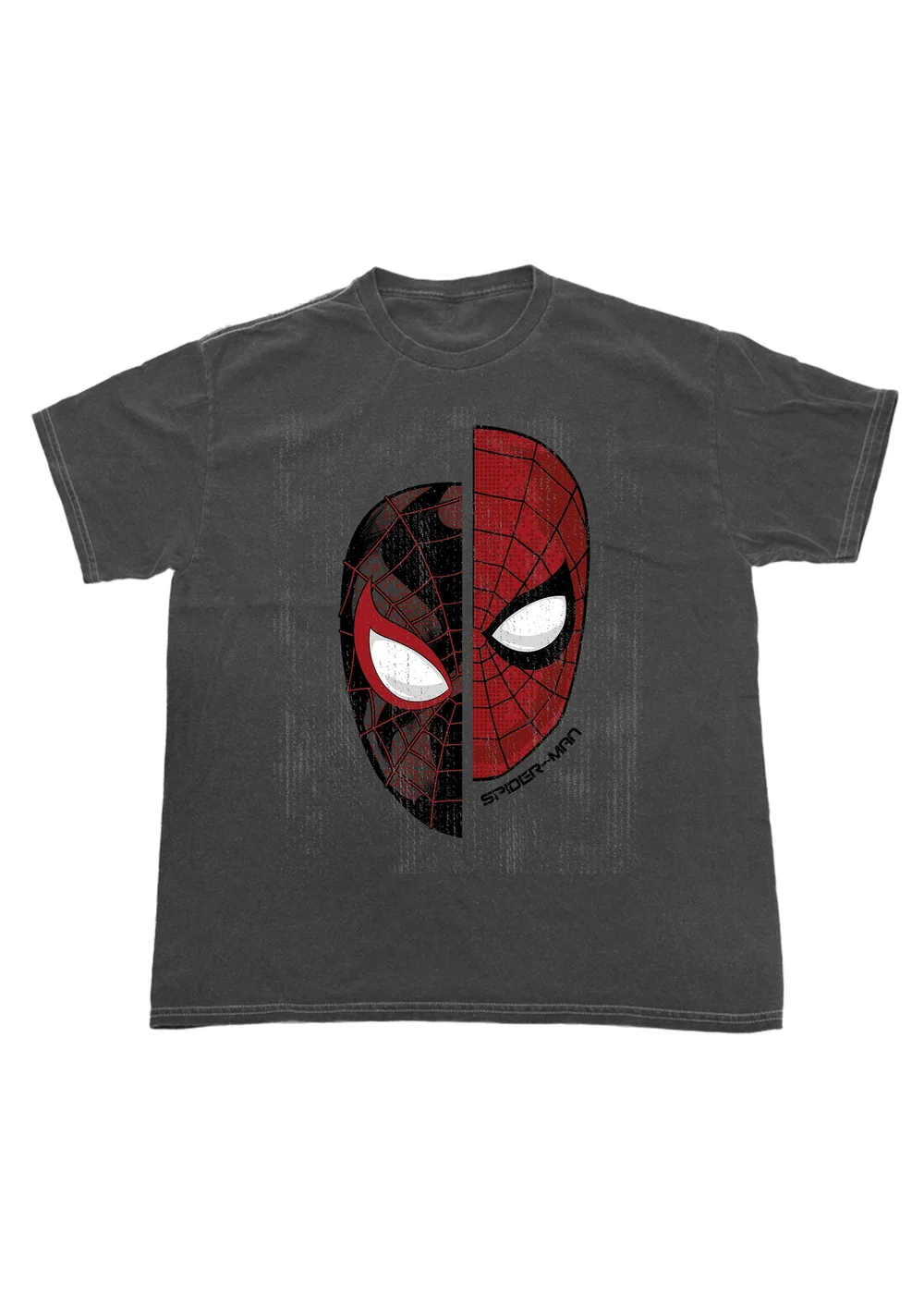 Spiral Galaxy Marvel Spider-Man Miles Morales Face Charcoal Graphic Washed T-Shirt - S Image 1