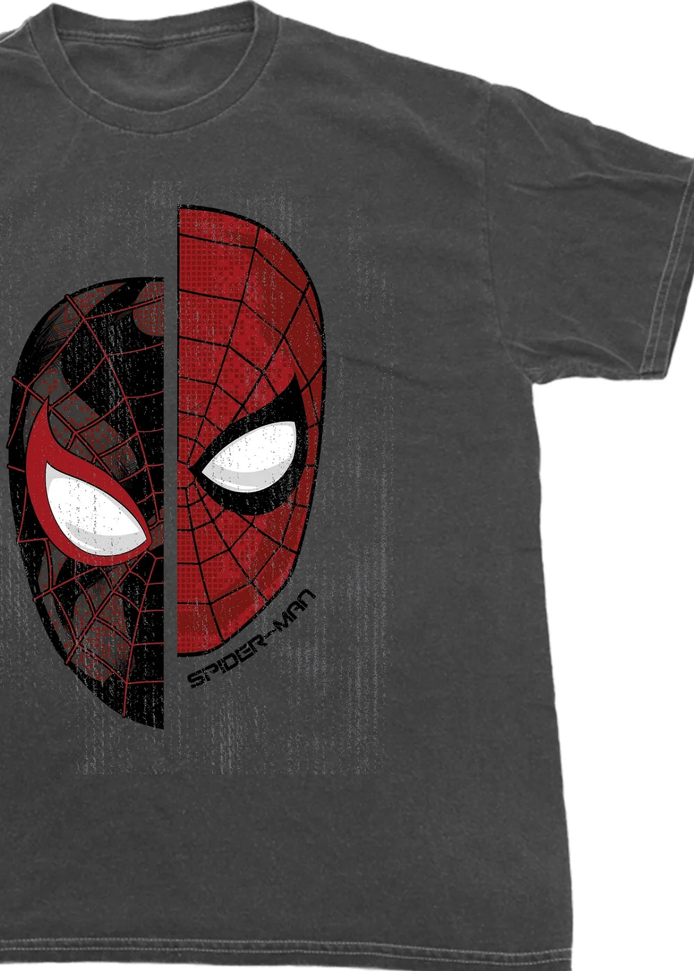 Spiral Galaxy Marvel Spider-Man Miles Morales Face Charcoal Graphic Washed T-Shirt - S Image 2