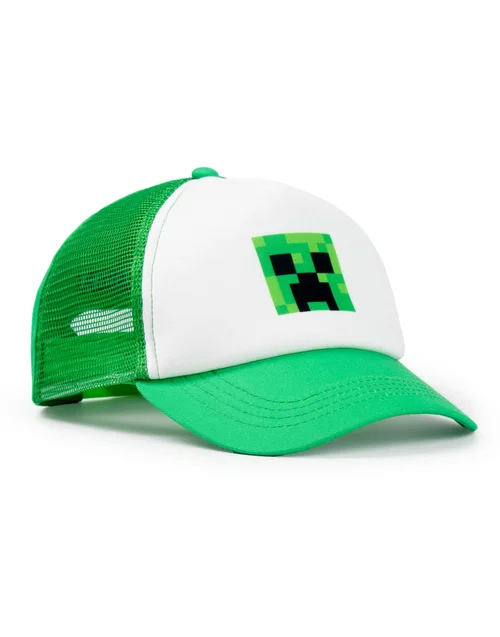 Vanilla Underground Minecraft Boys Green Creeper Snapback Curved Peak Cap (One Size) - One Size Image 1
