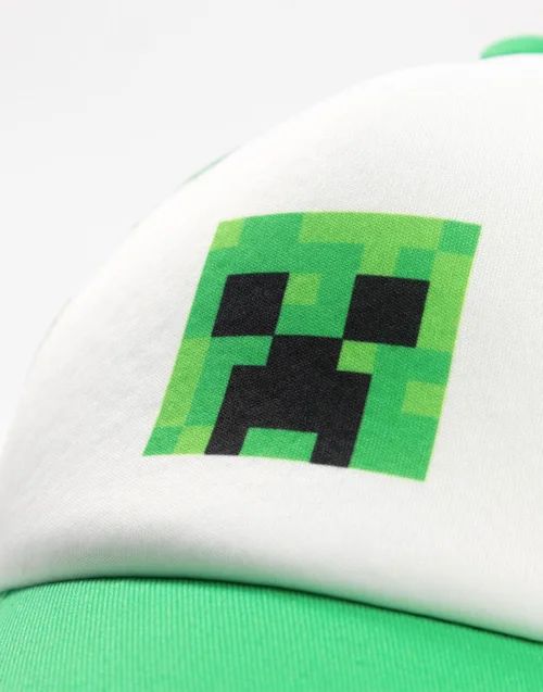 Vanilla Underground Minecraft Boys Green Creeper Snapback Curved Peak Cap (One Size) - One Size Image 3