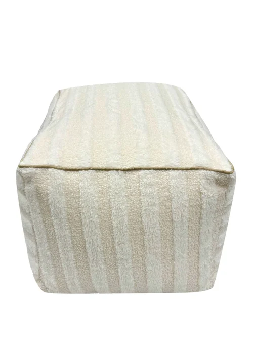 Kaikoo Cream Rectangle Pouffe in Textured Fabric - One Size Image 3