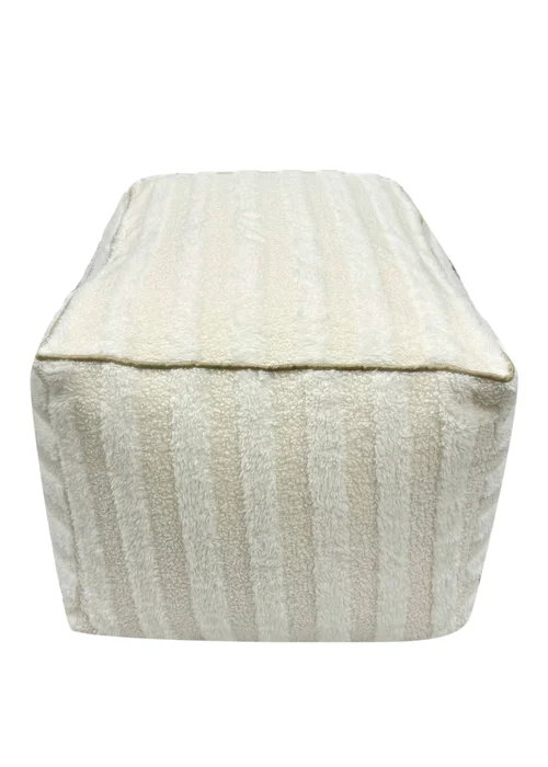 Kaikoo Cream Rectangle Pouffe in Textured Fabric - One Size Image 6