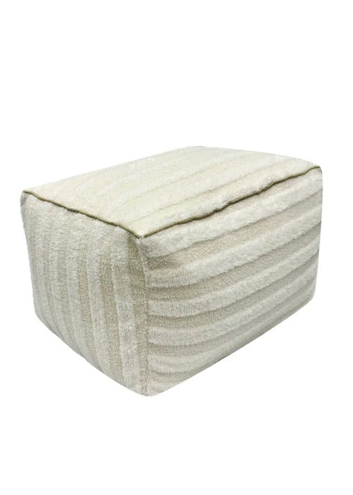 Kaikoo Cream Rectangle Pouffe in Textured Fabric - One Size Image 4