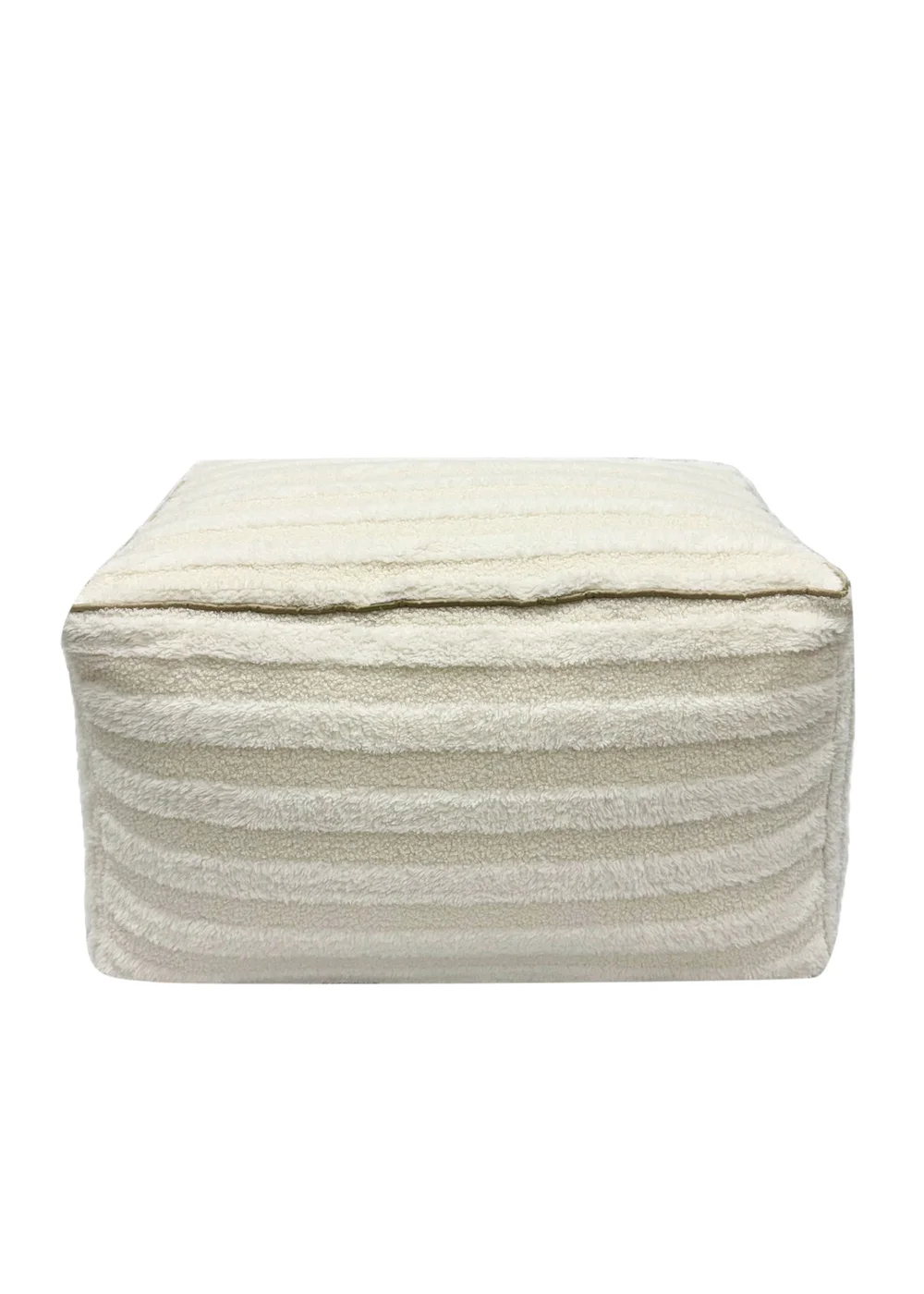 Kaikoo Cream Rectangle Pouffe in Textured Fabric - One Size Image 5