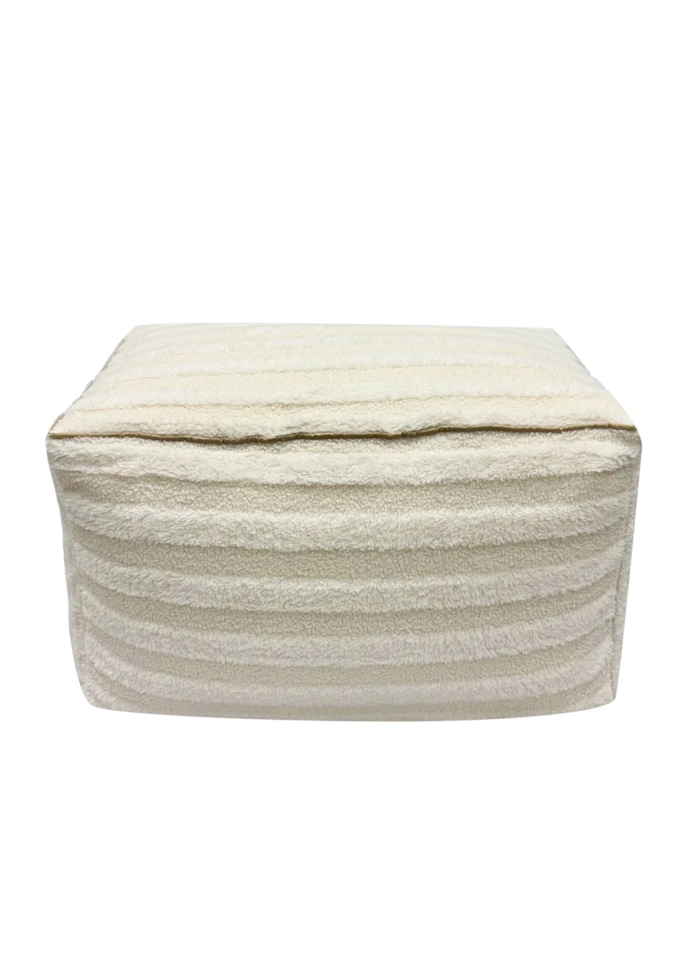 Kaikoo Cream Rectangle Pouffe in Textured Fabric - One Size Image 1