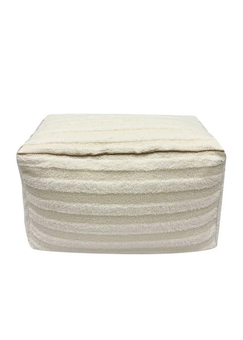 Kaikoo Cream Rectangle Pouffe in Textured Fabric - One Size Image 1