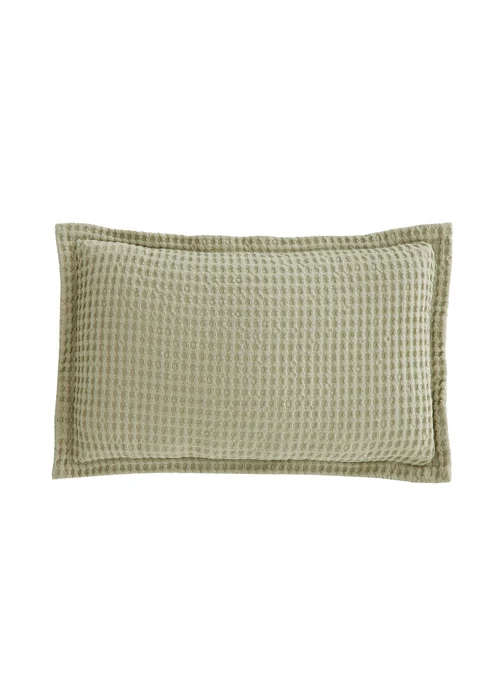 Pineapple Elephant Jaipur Chunky Waffle Cotton 30x50cm Cushion Sage Green - 30 x 50cm Image 1