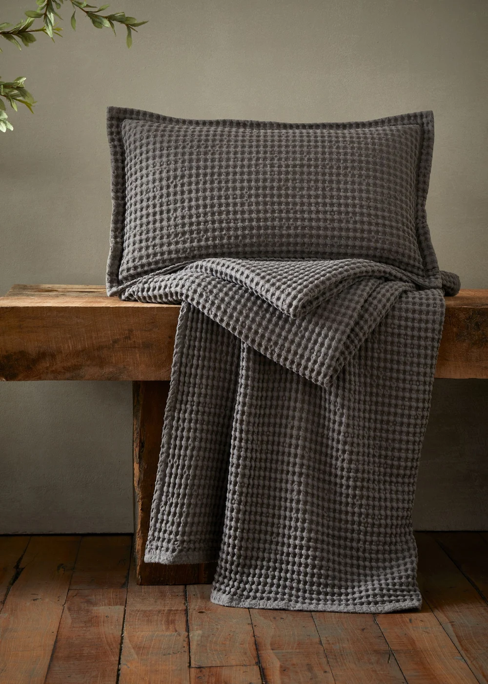 Pineapple Elephant Jaipur Chunky Waffle Cotton 30x50cm Cushion Grey - 30 x 50cm Image 3