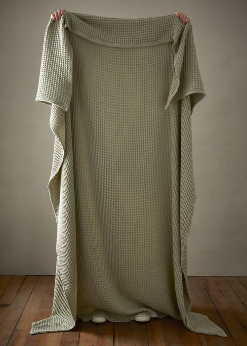 Pineapple Elephant Jaipur Chunky Waffle Cotton 150x200cm Blanket Throw Sage Green - One Size Image 2