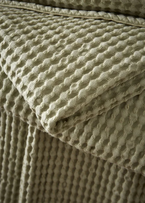 Pineapple Elephant Jaipur Chunky Waffle Cotton 150x200cm Blanket Throw Sage Green - One Size Image 3