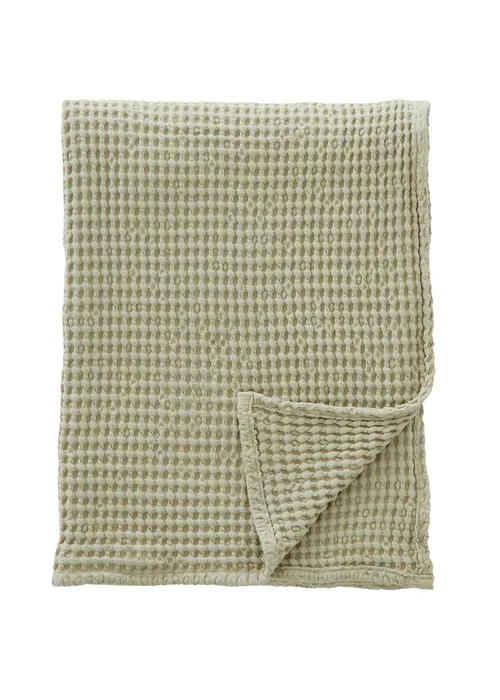 Pineapple Elephant Jaipur Chunky Waffle Cotton 150x200cm Blanket Throw Sage Green - One Size Image 5