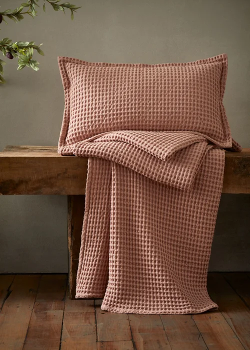 Pineapple Elephant Jaipur Chunky Waffle Cotton 150x200cm Blanket Throw Pink - One Size Image 4
