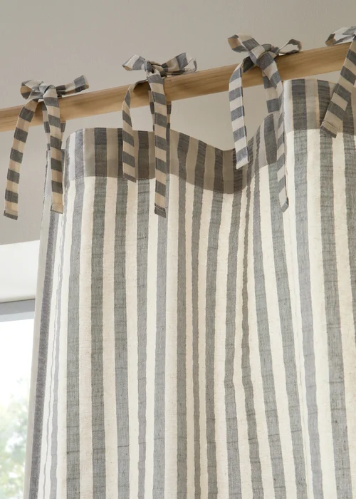 Pineapple Elephant Zanzibar Woven Stripe Voile Curtain Panel Grey - 55W X 72D (140x182cm) Image 3
