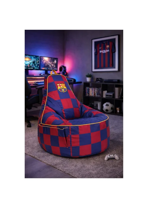 Kaikoo Blue Barca Large Gamer Chair in Iconic Check Print - One Size Image 1