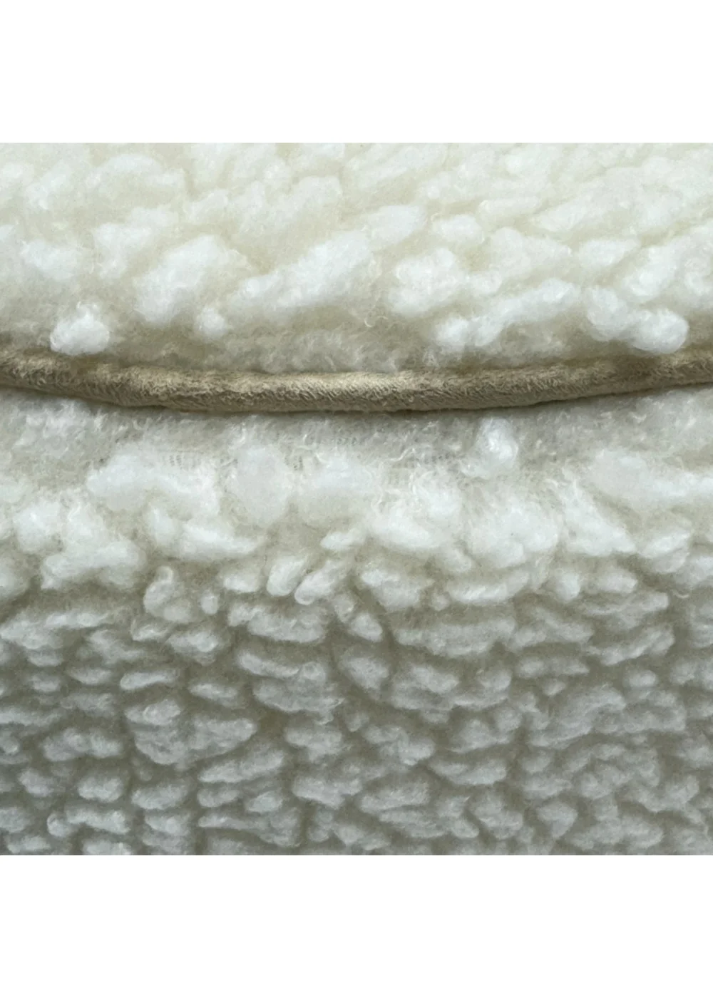 Kaikoo Cream Round Stool with Piping in Sherpa Fur - One Size Image 5